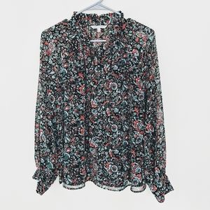 Rebecca Minkoff Floral Tie Front Blouse Top L